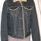 Gap Factory Store Women's Solid Blue Denim Faux Fur Lined Jacket Size: M