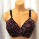 Fruit Of The Loom Black w/Pink Polka Dot Underwire Bra Size: 40D