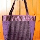 Purple Florals & Houndstooth Polyester Tote Bag