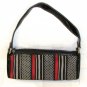Talbots Black/Red/White Polka Dot Grosgrain Ribbon Baguette Leather/Canvas Bag