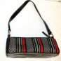 Talbots Black/Red/White Polka Dot Grosgrain Ribbon Baguette Leather/Canvas Bag