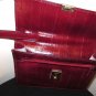 Vintage Vivace Ruby Red Embossed Leather Envelope Clutch Handbag Small