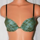 Victoria Secret Green Dream Angels Push Up Pigeonnant Lace Bra Size: 34A