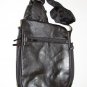 BB Design Black Leather Cross Body Expandable Travel Bag