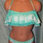 Ocean Pacific OP Mint/White Mesh Flounce Bikini Swimsuit Set Size: Junior