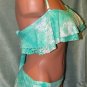 Ocean Pacific OP Mint/White Mesh Flounce Bikini Swimsuit Set Size: Junior