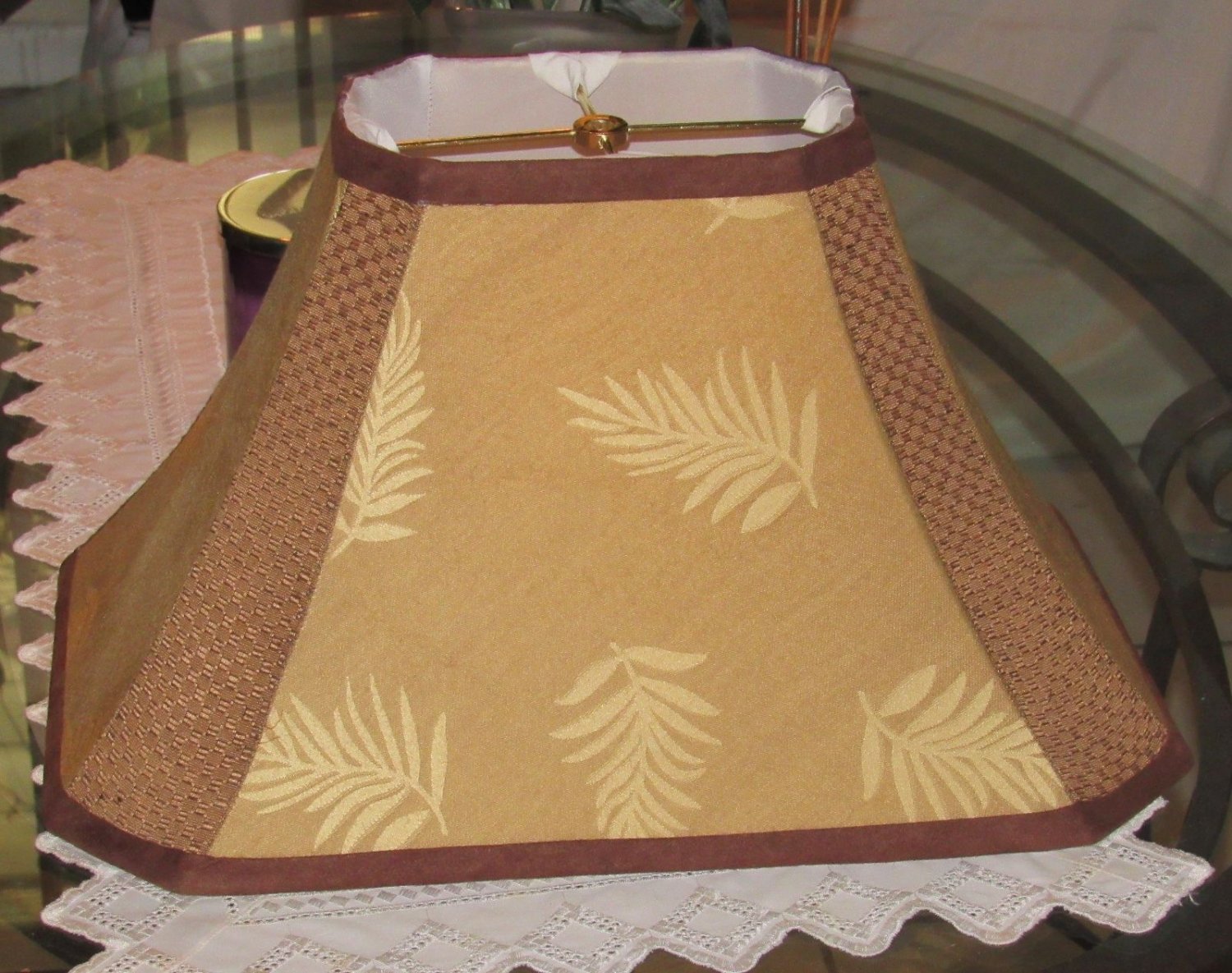 Fabric Square Cut Corner Shade 12x18x13 Accented with Leaves