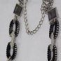 Chico's Metal Link Black & Silver Tone Belt, 7 Design Panels, Chain Drop 42.5"