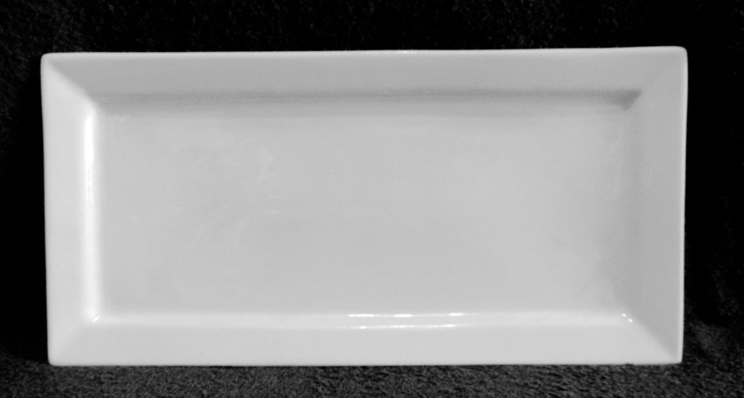 White Cameo Durable China Rectangle Serving Platter Restaurant Ware