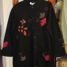 Carroll Reed 80s Women's Black Wool Leaf Cardigan Sweater Size: L
