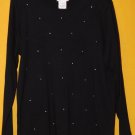 Quacker Factory Black Cotton Knit Embellished Tunic Top Size: L