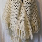 Women's Ivory Soft Crochet Fringe Boho Gypsy Shawl Wrap