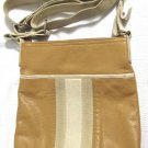 Alfani Women's Leather Beige Stripe Cross-Body/Messenger Handbag