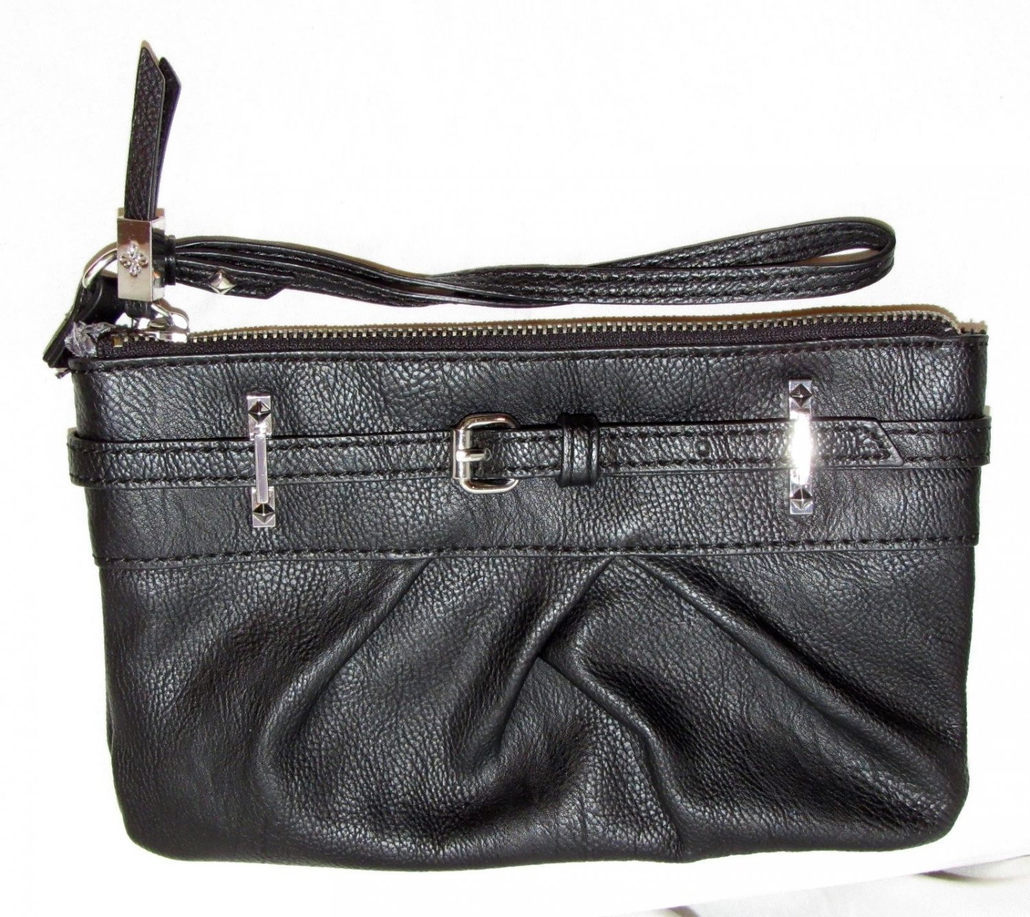 Simply Vera Vera Wang Black Pleated Front Wristlet Organizer Purse