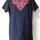 Linea by Louis Dell'Olio Black/Pink Embroidered Knit Tunic Size: M