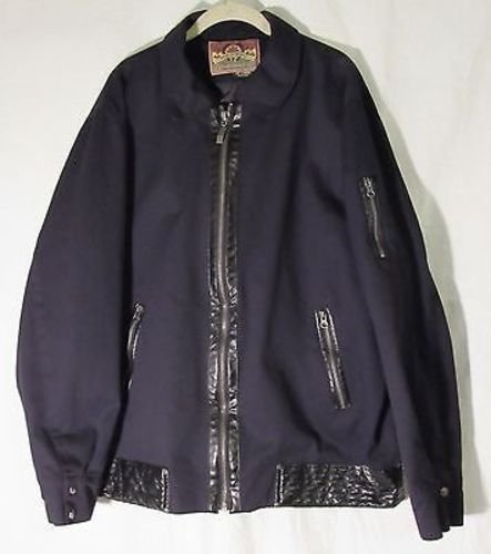 Denim Projects LLC Raw Diamond Black Denim Jackets Faux Leather Trim Plus 2XL