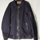 Denim Projects LLC Raw Diamond Black Denim Jackets Faux Leather Trim Plus 2XL