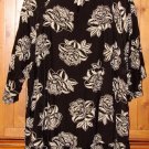 Vintage 80s Karin Stevens by Steven Stoller Black/Beige Floral Rayon Top S: 24