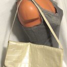 Braciano Pearl White Faux Leather Croc Embossed Clutch Handbag - Medium