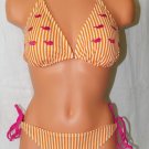 Xhilaration Pink Orange Stripes Whales Halter Bikini Swimsuit Set Junior Size: