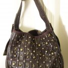 Betsey Johnson Brown Leather Shoulder Bag/Purse w/Bronze Tone Studs Decor