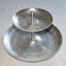 Aluminum Dessert Two Tiered Serving Tray Mid Century