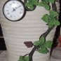 Metal Grape Leaf & Vine Desk or Table Clock, Antiqued Patina, Hand Rubbed Finish