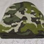 Reversible Solid Green Beanie with Embroidered Eagle w/Camouflage Print Inside
