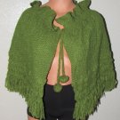 Currency by Helen Welsh Green Tassel Fringed Shawl/Wrap Size: Missy