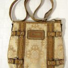 Dereon by Beyonce Signature Fleur de lis Beige Cross Body Handbag Fabric Medium