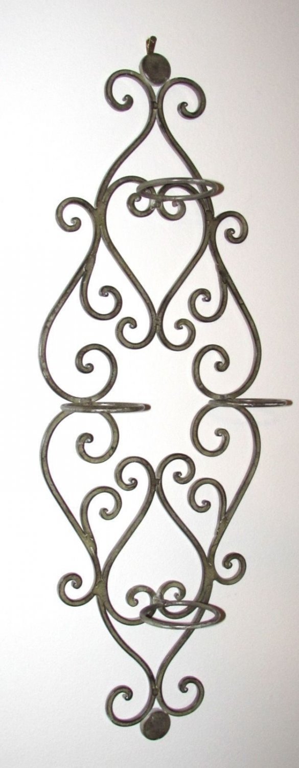 Tuscan Scrollwork Wrought Iron Candle Wall Sconce