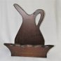 Mid Century Primitive Wood Pitcher Shaped Basket/Towel Rack/Planter Wooden