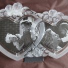 Mikasa Crystal Rosemont 11" Double Heart Picture Frame Retired Design