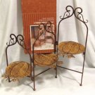 Kirkland's Rustic Brown Wrought Iron/Metal 3 Tier Serving Tray Floral Pattern