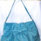Wanted Brand Design Beautiful Large Faux Leather Teal Satchel Handbag w/Bow