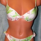 GOTTEX Silver Floral Print Booster Bra Bikini Set Side Tie Size: 38