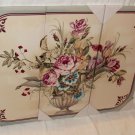 3-Piece Potted Flower Art Set Screen Printed On Canvas Oil Painting