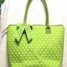 Quilted Tote & Bonus Cosmetic/Change Purse Lime & White Dot