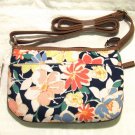 Croft & Barrow Floral Navy Passport Cross-body Bag Faux Leather
