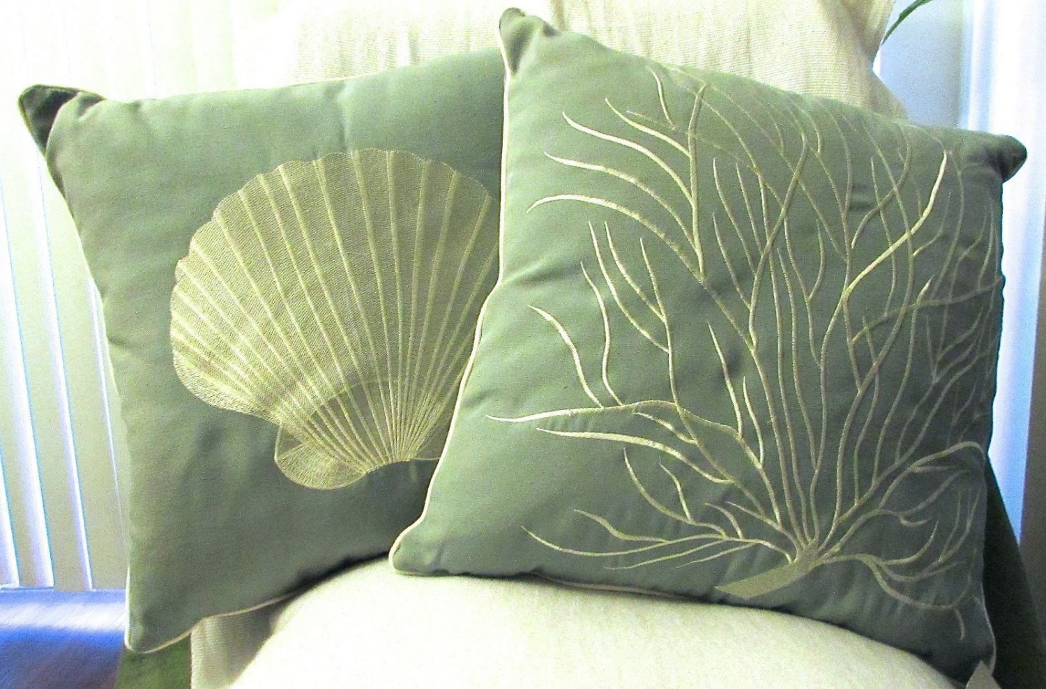 Embroidered Pillow-Scallop