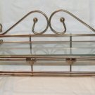 Vintage Metal & Glass Wall Mount Shelf & Bath Towel Bar