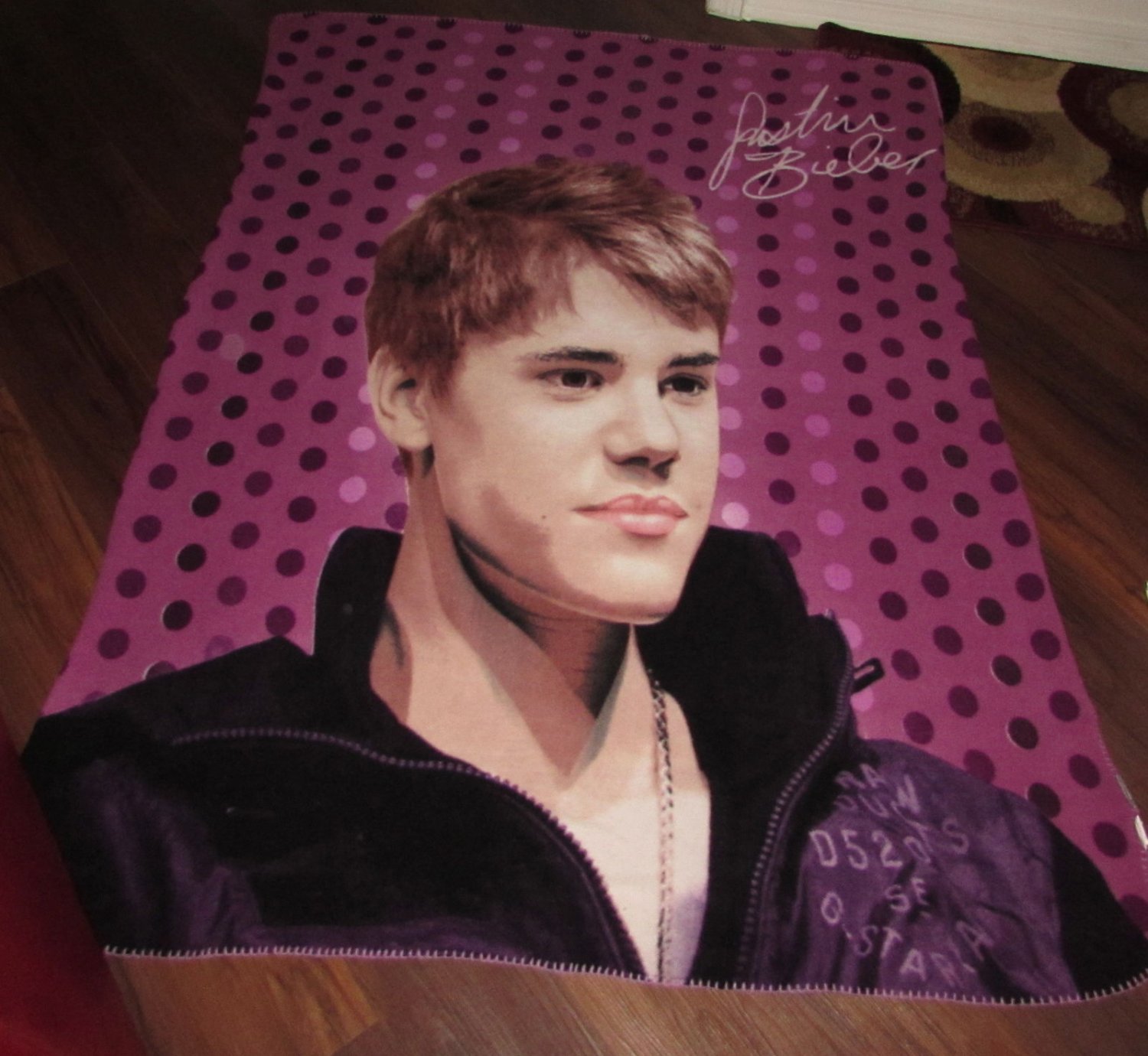 Justin Bieber "Purple Polka dot" Soft Fleece Throw Blanket 46x60