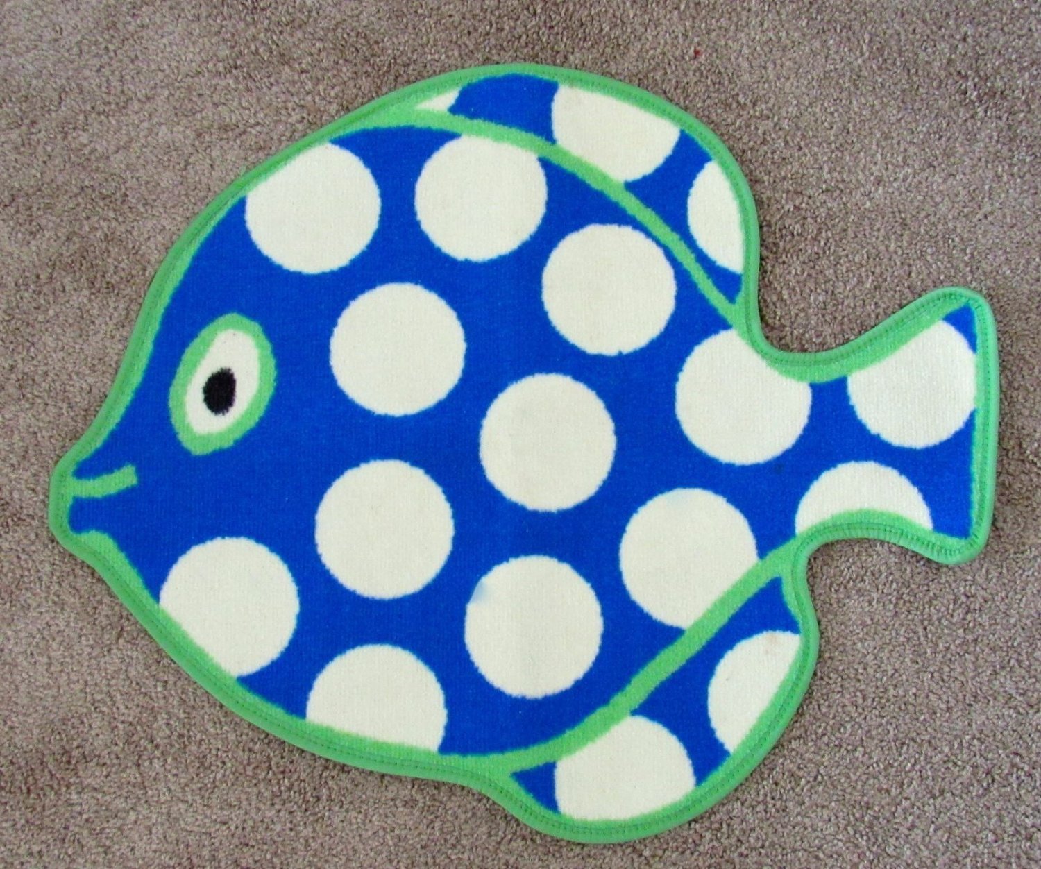 Cute Fish Shaped Polka Dot Kids Bathroom Bathmat Rug Multi-Color Boys & Girls