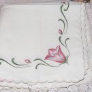 Set of 8 Vintage Amrose Art Linens Floral Print Scallop Edge Dinner Napkins