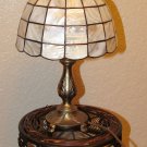 Vintage 11” Stained Glass L&L WMC Tiffa Mini Dome Desk Table Lamp