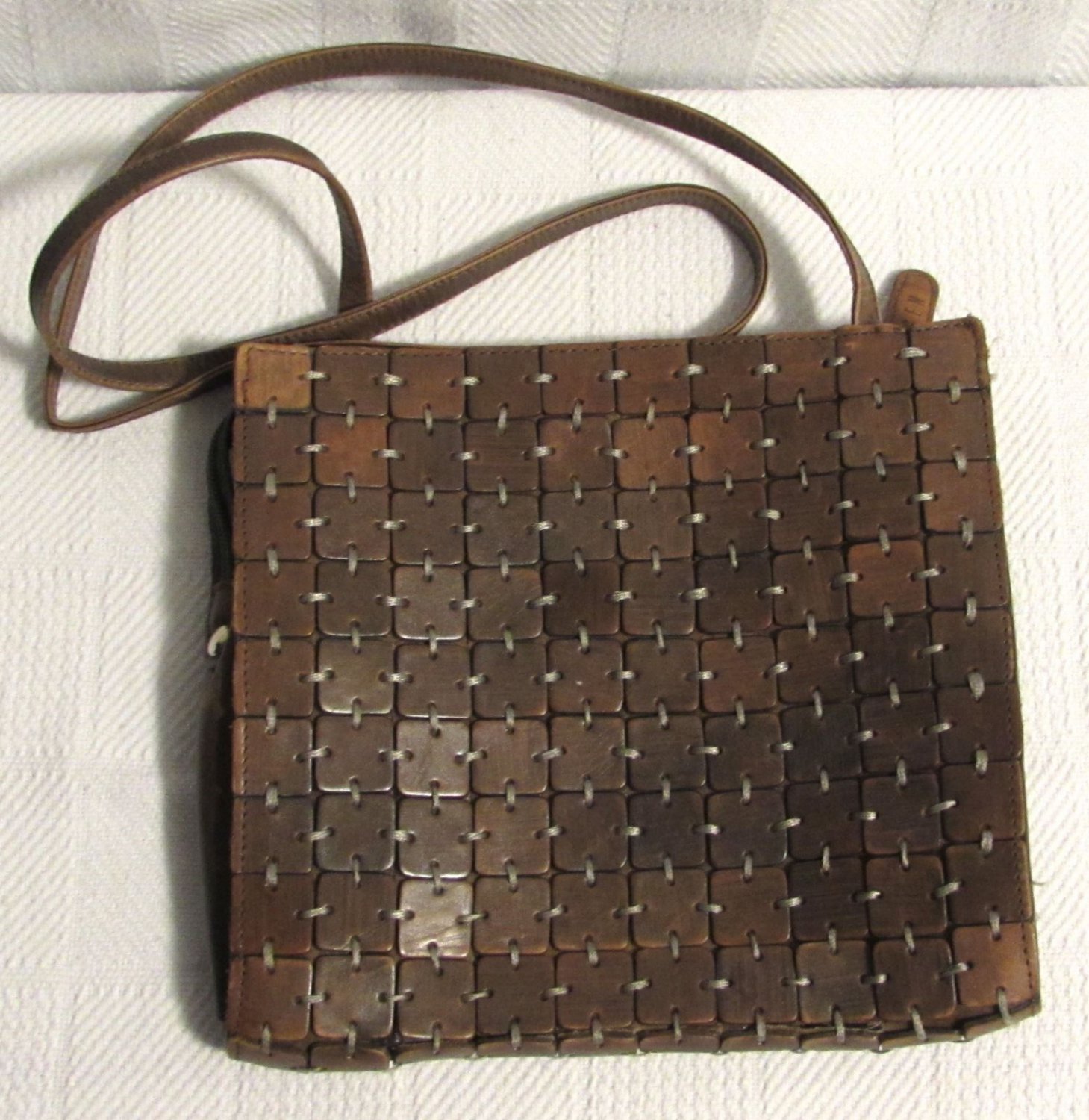 GEM Square-Cut Women's Brown Leather Shoulder Bag/Purse Small