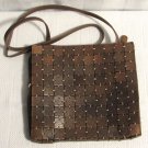 GEM Square-Cut Women's Brown Leather Shoulder Bag/Purse Small