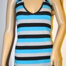 RAG Casual Striped Multi-Color Halter Top Dress with Collar S: L Knee Length