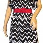 6 Degrees Blk/Wht Multi-Color Short Sleeve Dress Boat Neck Style#IJD2511-GGC M