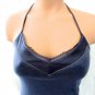 American Eagle Outfitters Solid Blue Cotton Halter Drawstring Petite Casual PS
